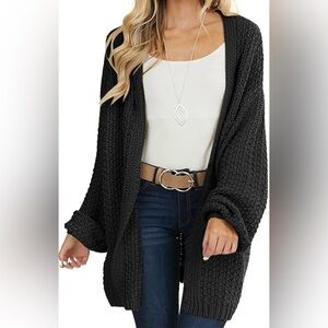 Women’s Black Open-Front oversized Cardigan
